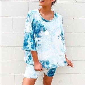 Tie dye biker short set